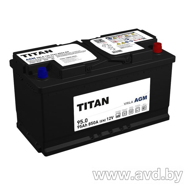 Купить Автомобильные аккумуляторы Titan AGM 80Ah 800A (R+)  в Минске.