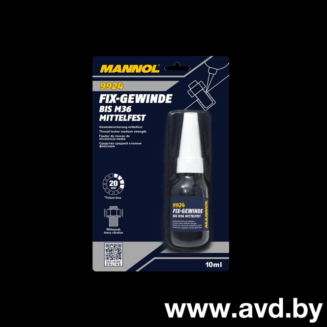 Купить Автокосметика и аксессуары Mannol Fix-Gewinde mittelfest- демонтируемый фиксатор резьбы 10мл  в Минске.