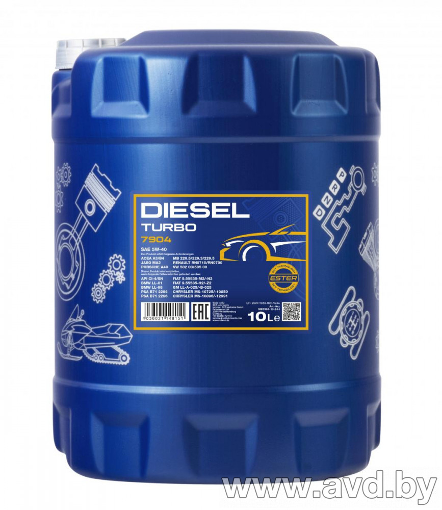Купить Моторное масло Mannol DIESEL TURBO 5W-40 10л  в Минске.