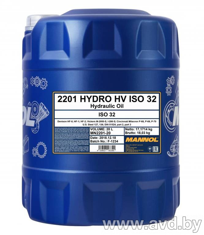 Купить Индустриальные масла Mannol Hydro HV ISO 32 20л  в Минске.