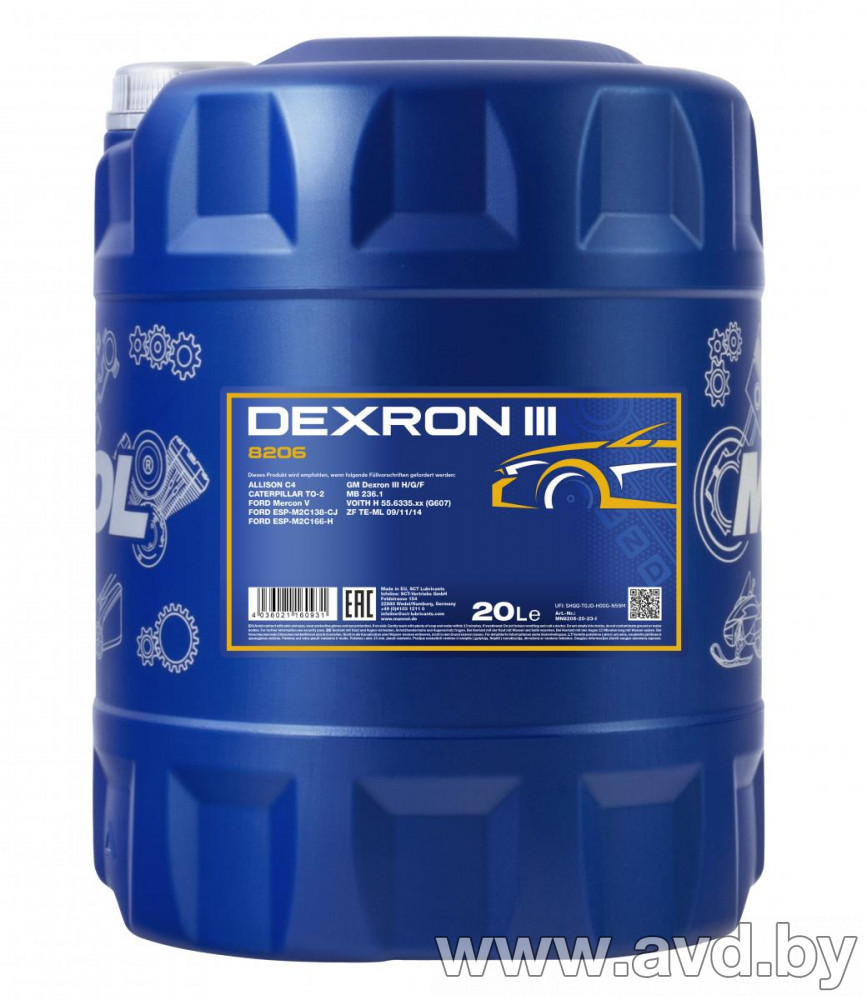 Купить Трансмиссионное масло Mannol Dexron III Automatic Plus 20л  в Минске.