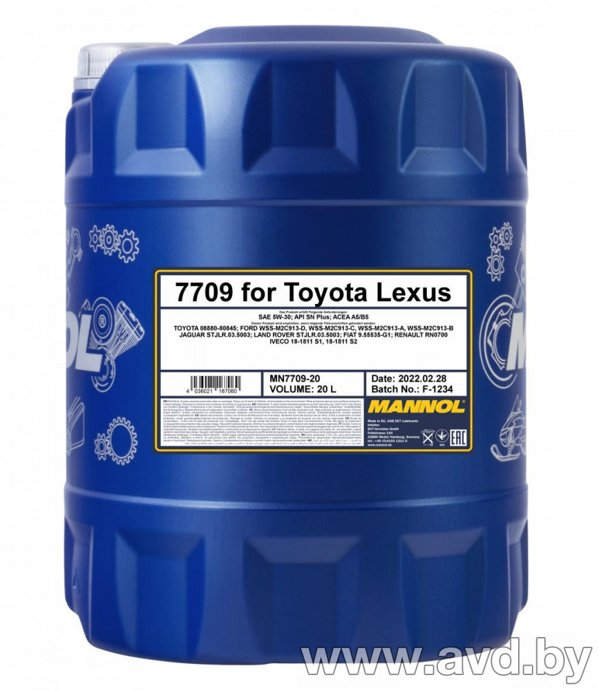 Купить Моторное масло Mannol O.E.M. for Toyota Lexus 5W-30 20л  в Минске.