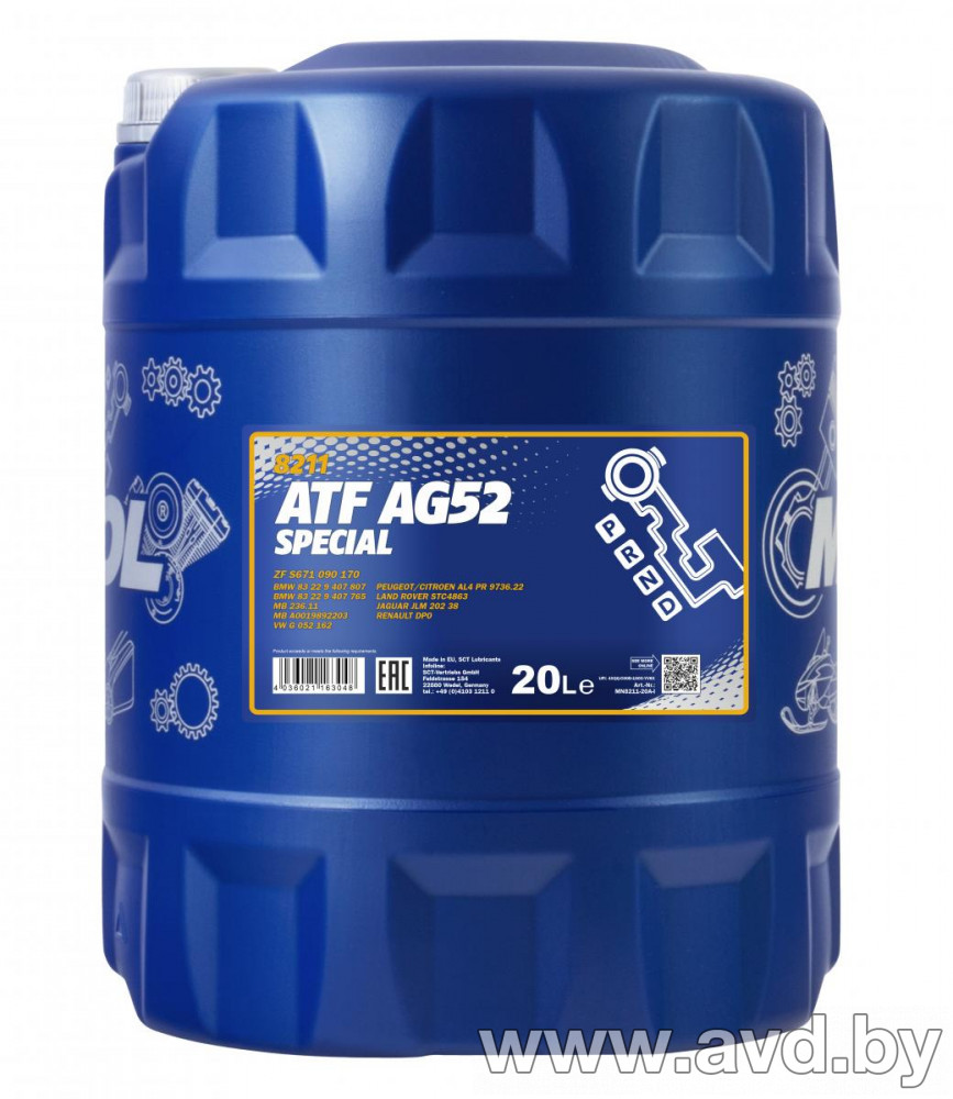 Купить Трансмиссионное масло Mannol ATF AG52 Automatic Special 20л  в Минске.