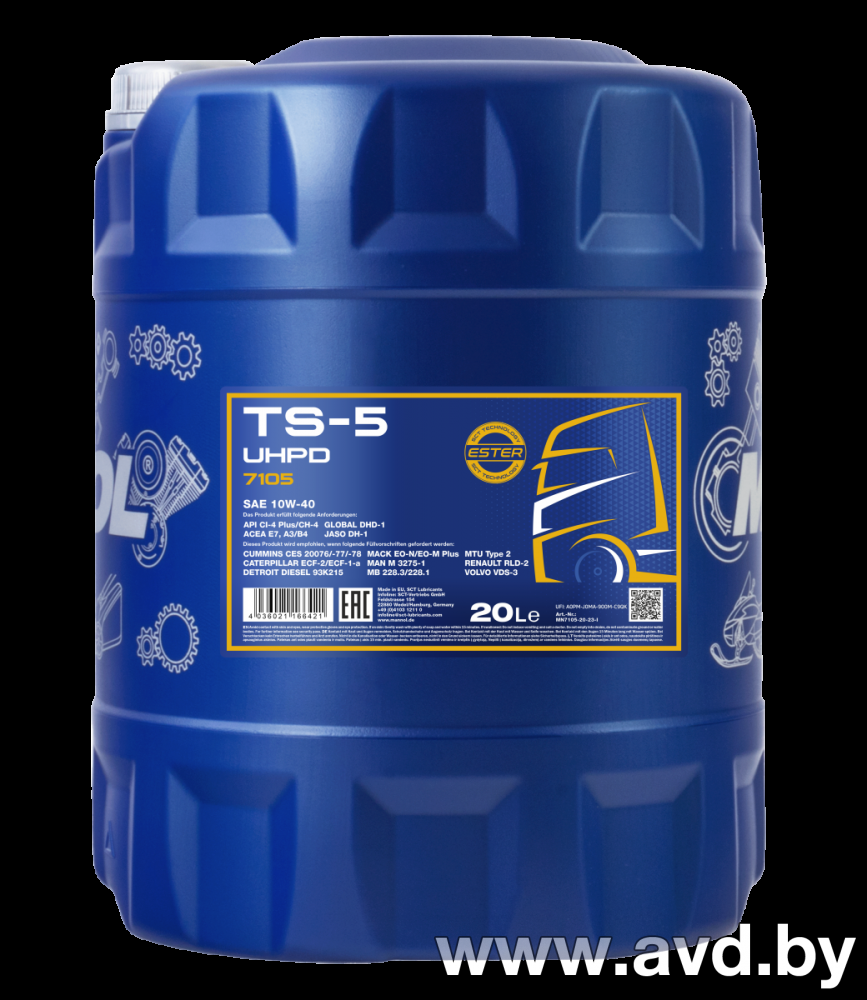 Купить Моторное масло Mannol TS-5 UHPD 10W-40 20л  в Минске.