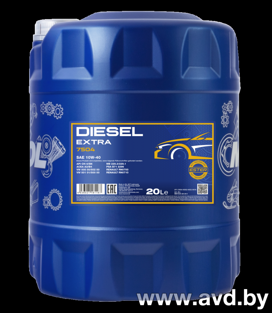 Купить Моторное масло Mannol DIESEL EXTRA 10W-40 20л  в Минске.