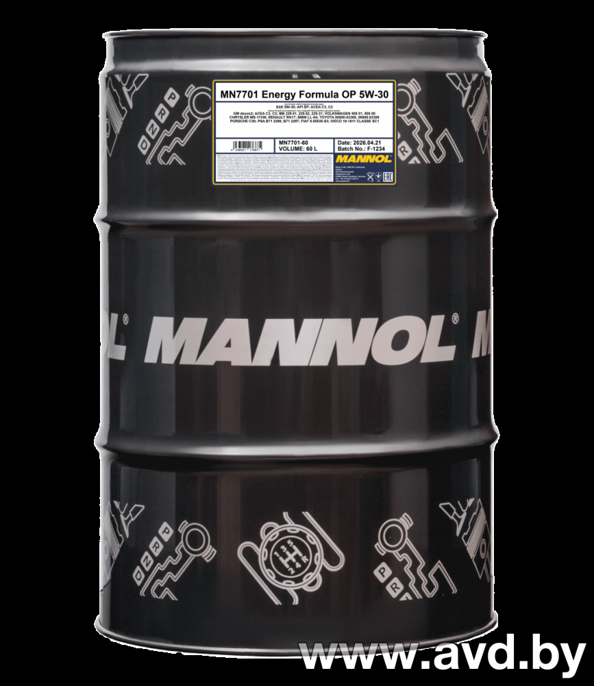 Купить Моторное масло Mannol O.E.M. for chevrolet opel 5W-30 60л  в Минске.