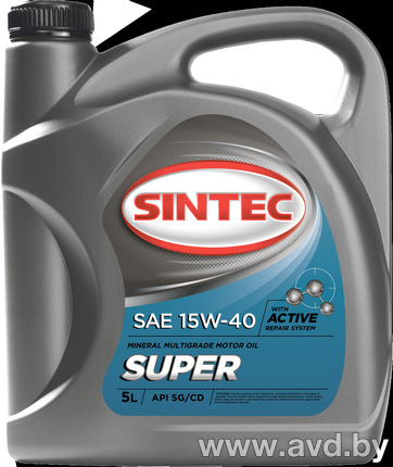 Купить Моторное масло SINTEC Супер SAE 15W-40 SG/CD 5л  в Минске.