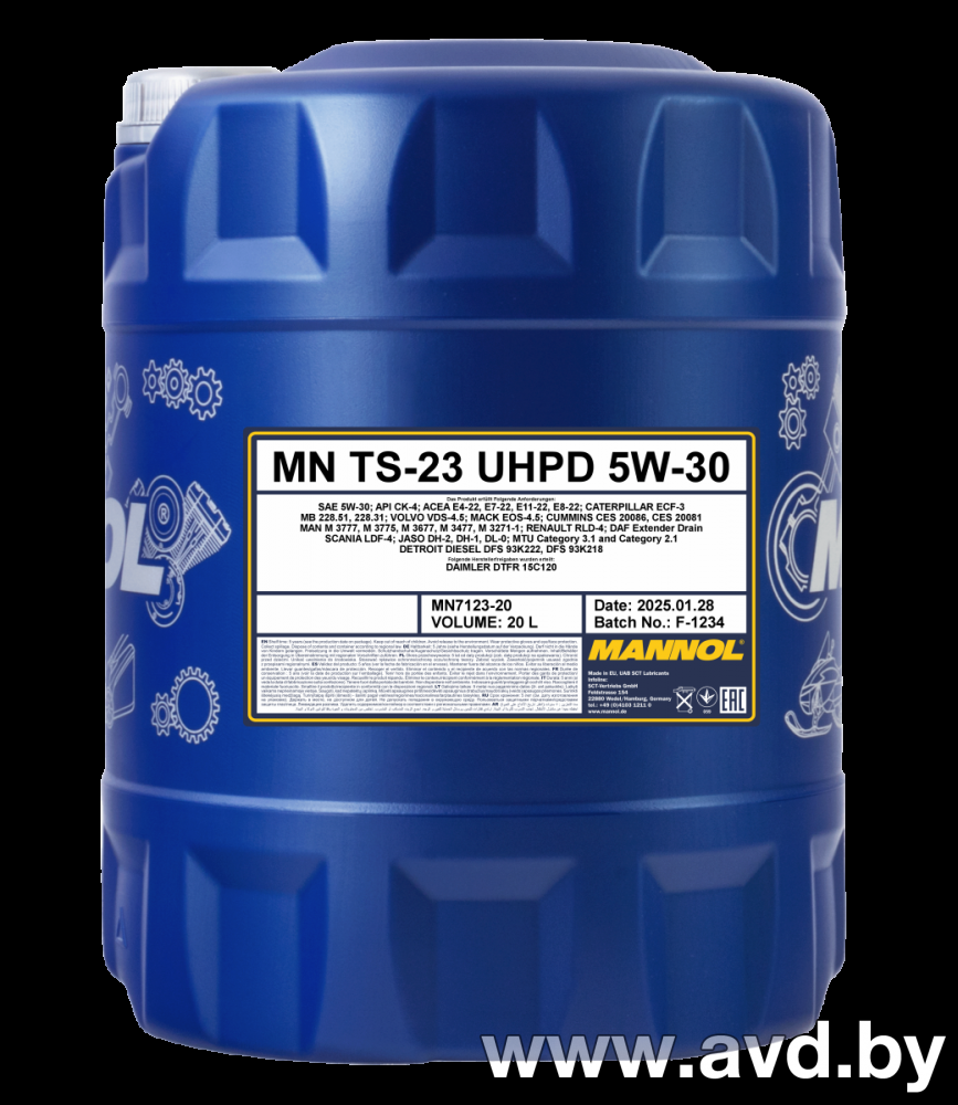 Купить Моторное масло Mannol TS-23 UHPD 5W-30 20л  в Минске.