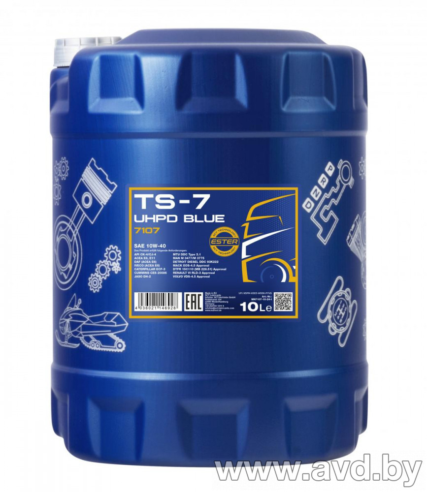 Купить Моторное масло Mannol TS-7 UHPD Blue 10W-40 10л  в Минске.