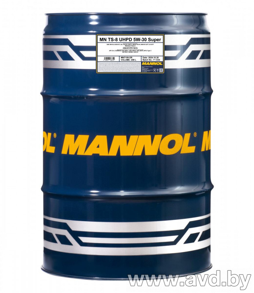 Купить Моторное масло Mannol TS-8 UHPD Super 5W-30 208л  в Минске.