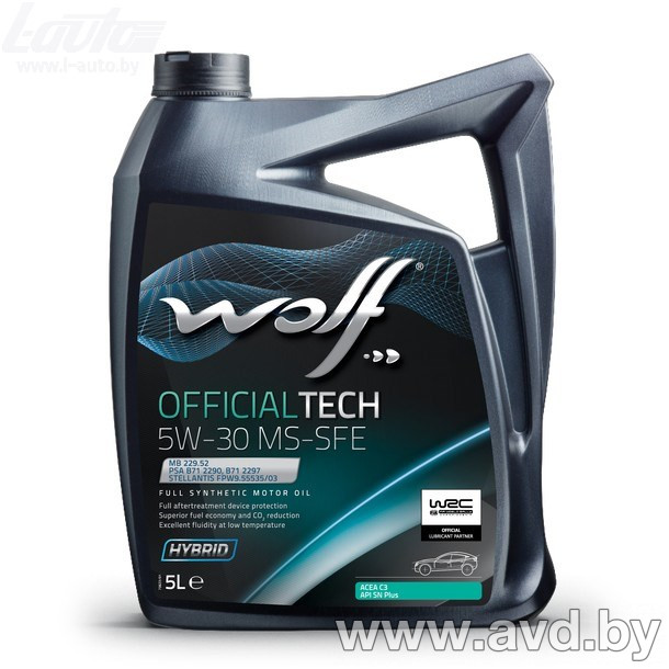Купить Моторное масло Wolf Official Tech 5W-30 MS-SFE 5л  в Минске.