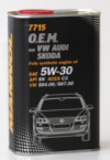 Купить Моторное масло Mannol O.E.M. for VW Audi Skoda (металл) 5W-30 1л  в Минске.