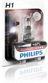 Купить Лампы автомобильные Philips H1 Visionplus 1шт (12258VPB1)  в Минске.