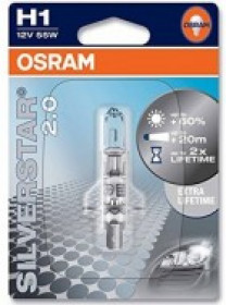 Купить Лампы автомобильные Osram H1 Silverstar 2.0 +60% 1шт [64150SV2-01B]  в Минске.