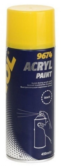 Купить Автокосметика и аксессуары Mannol Acryl Paint black 9674 Краска акрил черная 450мл  в Минске.