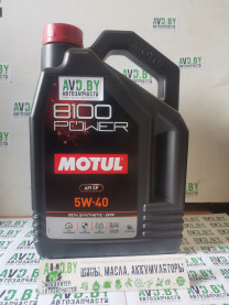 Купить Моторное масло Motul 8100 Power 100% Synthetic Ester 5W-40 5л  в Минске.