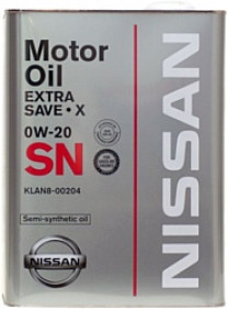 Купить Моторное масло Nissan Extra Save X SN 0W-20 (KLAN8-00204) 4л  в Минске.