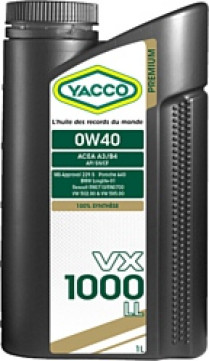 Купить Моторное масло Yacco VX 1000 LL 0W-40 2л  в Минске.