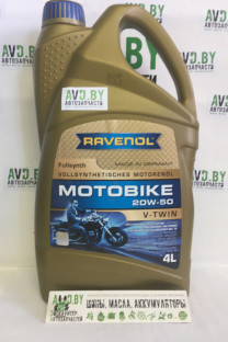 Купить Моторное масло Ravenol Motobike V-Twin 20W-50 Fullsynth 4л  в Минске.
